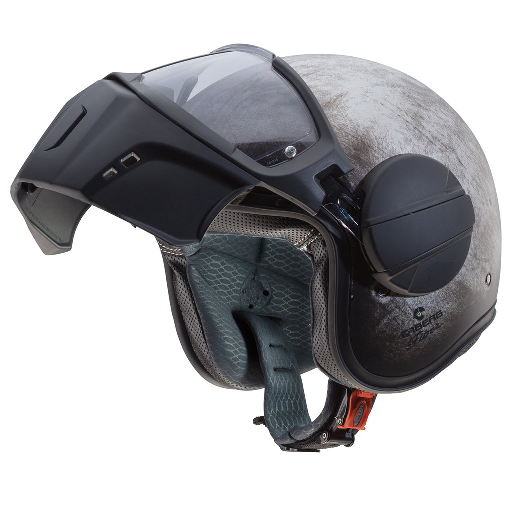 -CABERG GHOST IRON  - CAFE RACER SPECIAL CASCO JET VISIERA COMPONIBILE