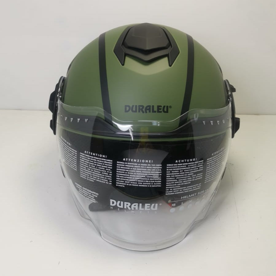 DURALEU STRADA Casco jet visiera - Verde Militare Opaco *