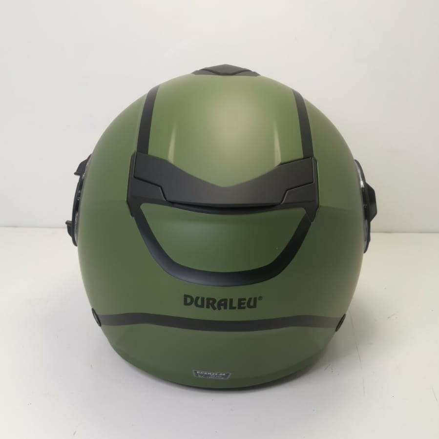 DURALEU STRADA Casco jet visiera - Verde Militare Opaco *