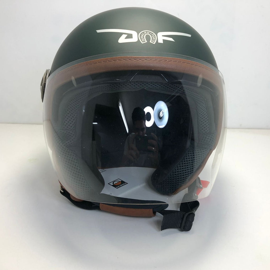 * Duraleu Easy 2.1- Verde Militare Opaco/ Military Green - Casco Jet Visiera Vintage