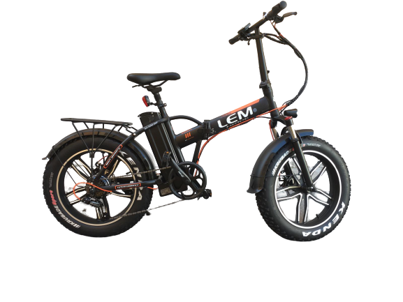Fat Bike Lem Telaio Dritto E-Bike Orlando Comfort  -Nera e Arancione-