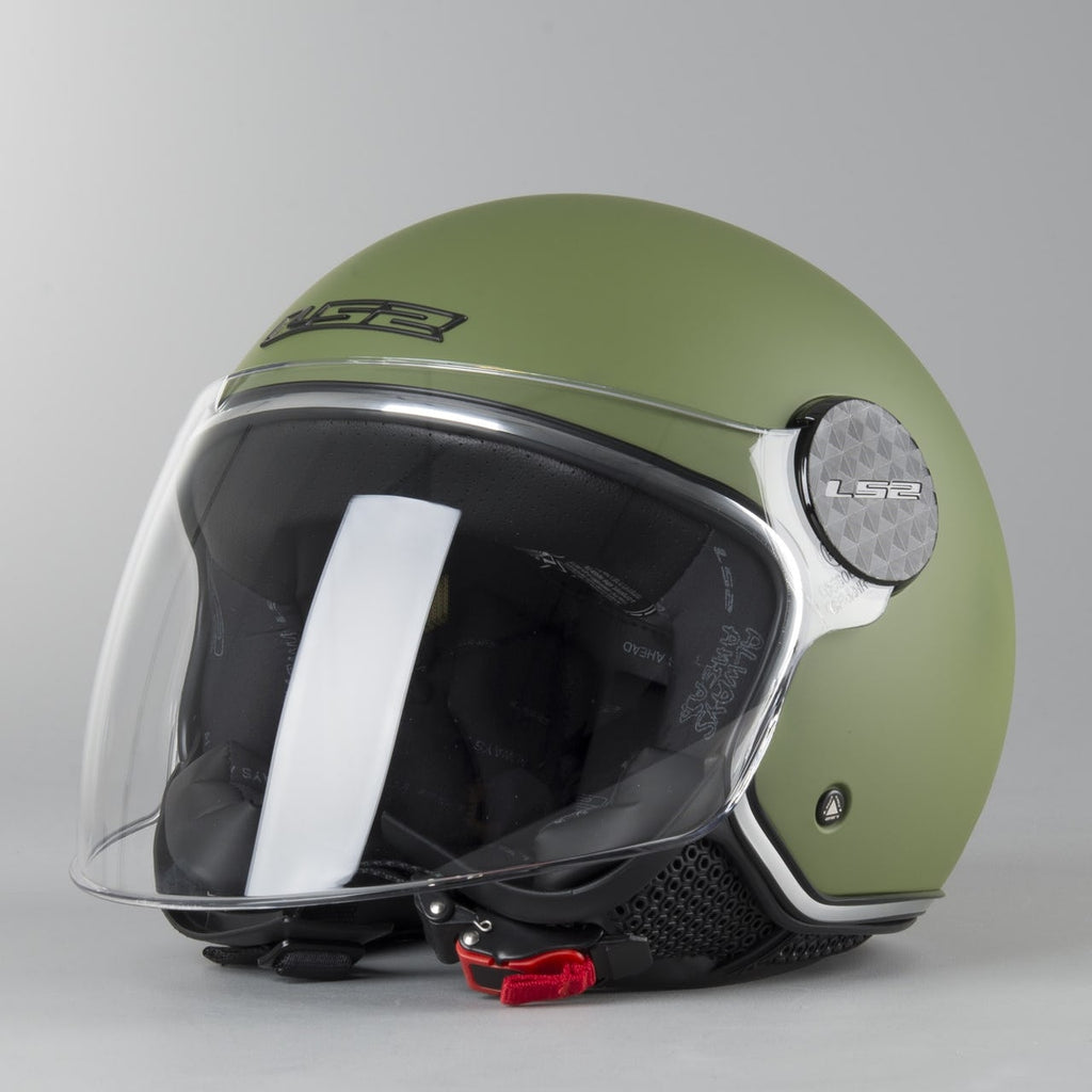 Casco jet LS2 OF558 Sphere LUX VERDE OPACO doppia visiera Moto Scooter