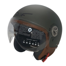 Carica l&#39;immagine nel visualizzatore di Gallery, * Duraleu Easy - Verde Militare Opaco / Military Green  Casco Jet Visiera Vintage Misura S