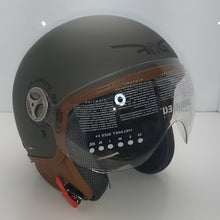 Carica l&#39;immagine nel visualizzatore di Gallery, * Duraleu Easy - Verde Militare Opaco / Military Green  Casco Jet Visiera Vintage Misura S