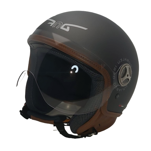 * Duraleu Easy - Matt Titanium -  Casco Jet Visiera Vintage