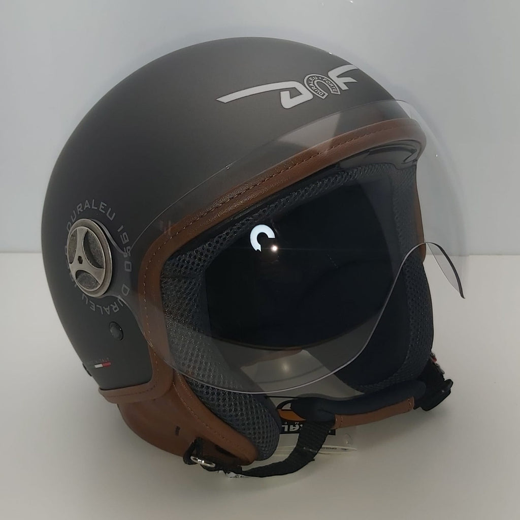 * Duraleu Easy - Matt Titanium -  Casco Jet Visiera Vintage