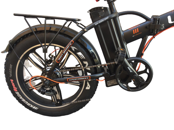 Fat Bike Lem Telaio Dritto E-Bike Orlando Comfort  -Nera e Arancione-