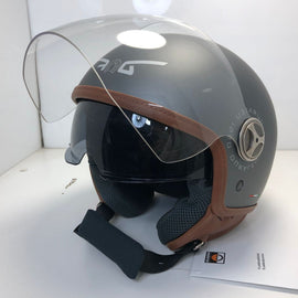 * Duraleu Easy 2.1 - Titanio / Matt Titanium - Casco Jet Visiera Vintage