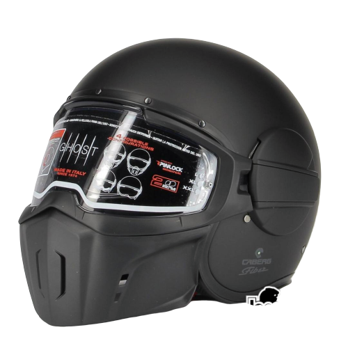 * Caberg Ghost X Matt Black - Casco Moto Cafe Racer  Casco Jet Visiera Componibile