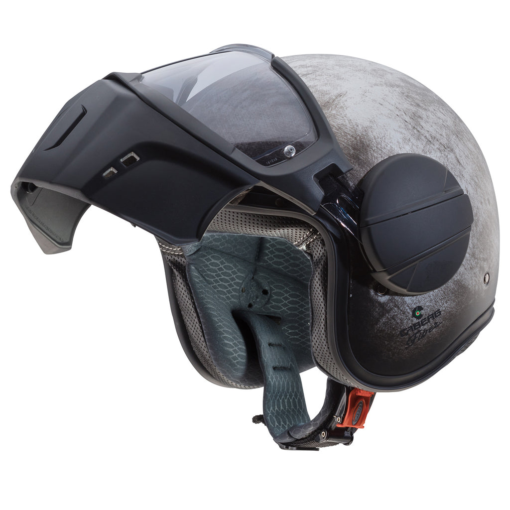 CABERG GHOST IRON  - CAFE RACER SPECIAL CASCO JET VISIERA COMPONIBILE *