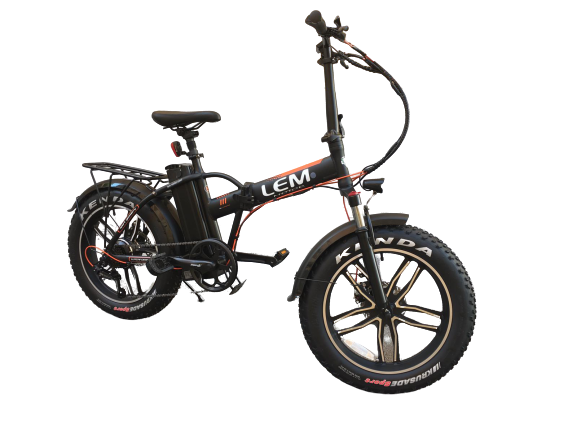 Fat Bike Lem Telaio Dritto E-Bike Orlando Comfort  -Nera e Arancione-
