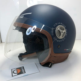 * Duraleu Easy 2.1 - Blu Metal Opaco -  Casco Jet Visiera Vintage