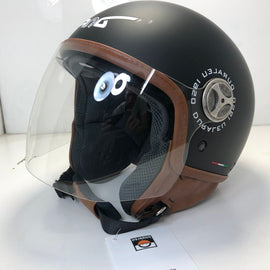 * Duraleu Easy 2.1 - Nero Opaco -Casco Jet Visiera Vintage