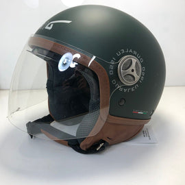 * Duraleu Easy 2.1- Verde Militare Opaco/ Military Green - Casco Jet Visiera Vintage