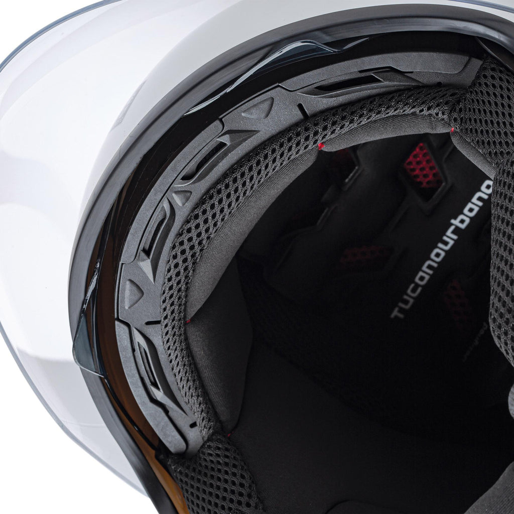Casco Demi-Jet doppia Visiera Tucano Urbano EL TOP Bianco Ghiaccio lucido 1230-73 *