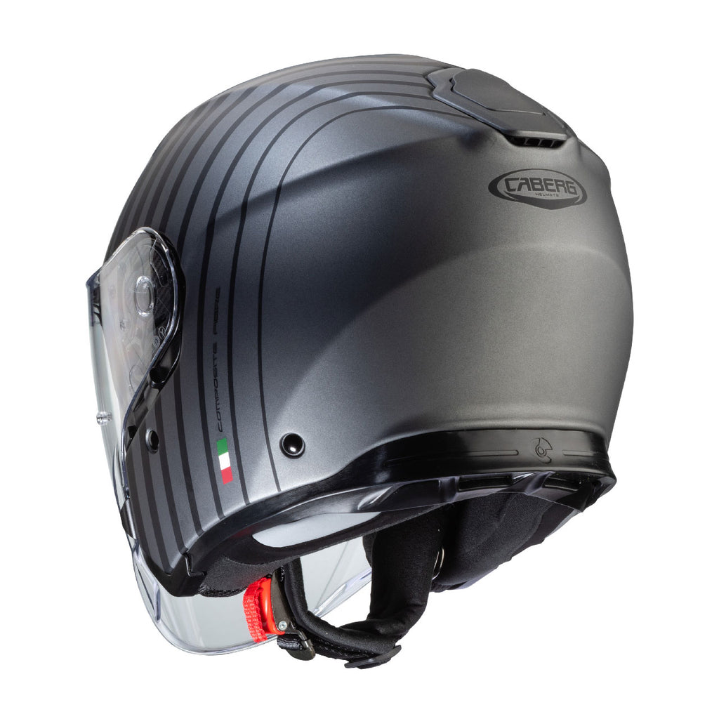 CABERG FLYON - BAKARI MATT GUN METAL/ BLACK - CASCO JET DOPPIA VISIERA