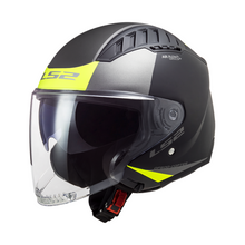 Carica l&#39;immagine nel visualizzatore di Gallery, LS2 COPTER BLACK H-V YELLOW URBANE - CASCO JET 2 VISIERE