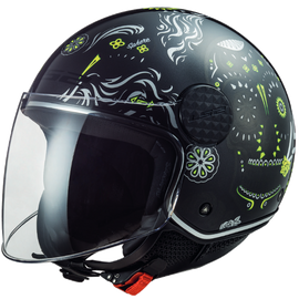 LS2 Sphere Lux Maxca Black H-V Yellow Casco Jet Visiera - OF558 *