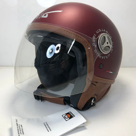 * Duraleu Easy 2.1 - Burgundy/Bordeaux Opaco  -  Casco Jet Visiera Vintage