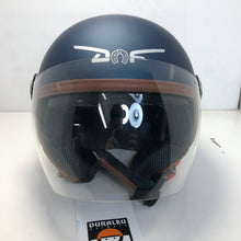 Carica l&#39;immagine nel visualizzatore di Gallery, * Duraleu Easy 2.1 - Blu Metal Opaco -  Casco Jet Visiera Vintage