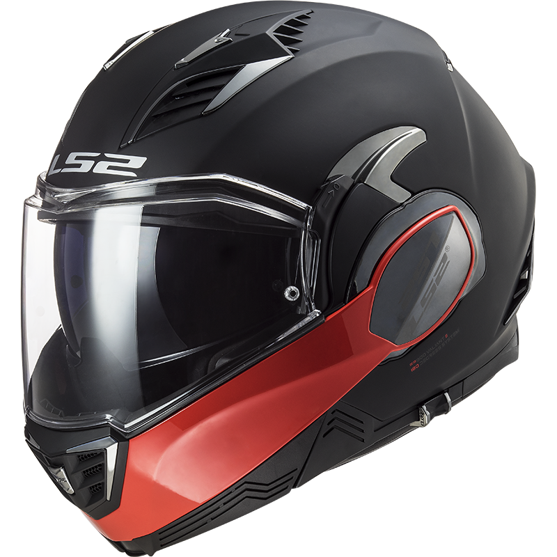 LS2 Valiant II Hammer - Matt Black Red- Casco Modulare Apribile