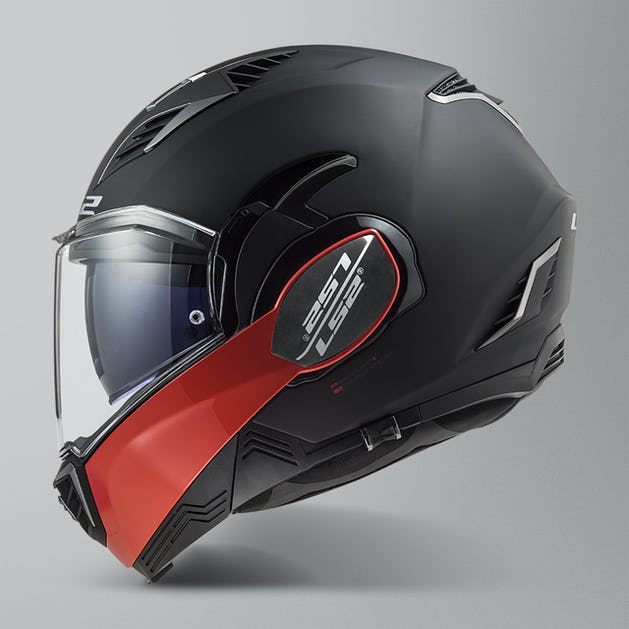 LS2 Valiant II Hammer - Matt Black Red- Casco Modulare Apribile