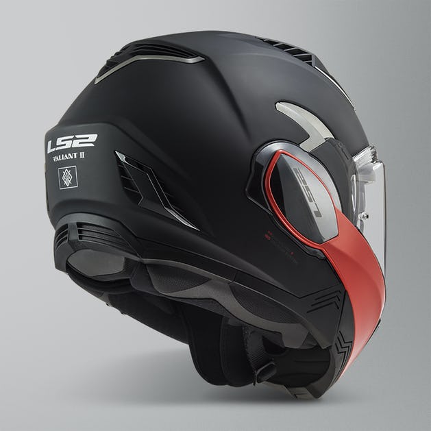LS2 Valiant II Hammer - Matt Black Red- Casco Modulare Apribile