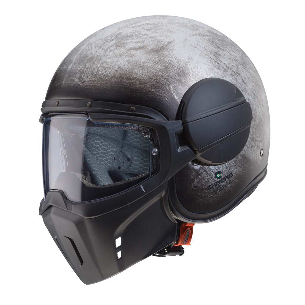 -CABERG GHOST IRON  - CAFE RACER SPECIAL CASCO JET VISIERA COMPONIBILE