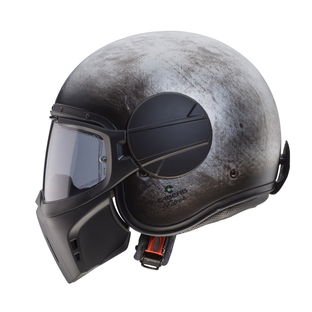 CABERG GHOST IRON  - CAFE RACER SPECIAL CASCO JET VISIERA COMPONIBILE *